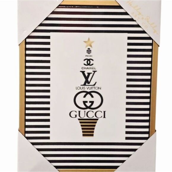 Holly Jolly Art Co Gucci, Louis, Chanel Tree Framed Vinyl Canvas Wall Decor - Picture 2 of 6